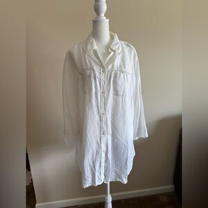 Ralph Lauren white linen Button-Up Shirt 1X EUC